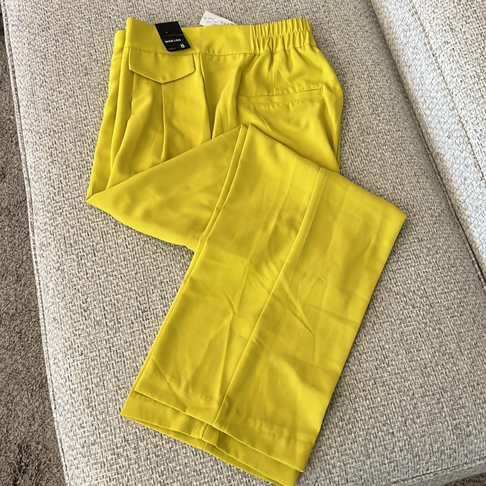 NWT New York and Company Chartreuse Wide Leg Pants